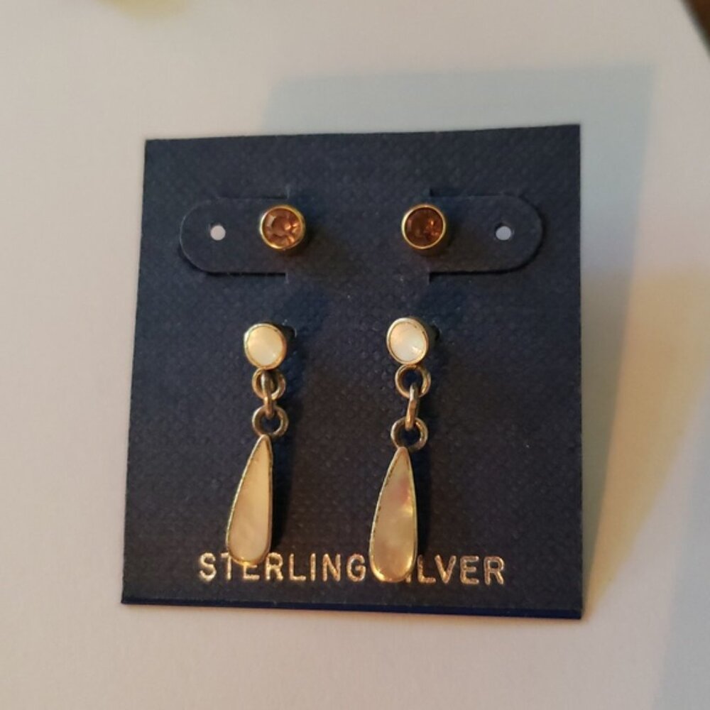 3 pairs of earrings Sterling silver with pink, white and red NWOT - Picture 7 of 10